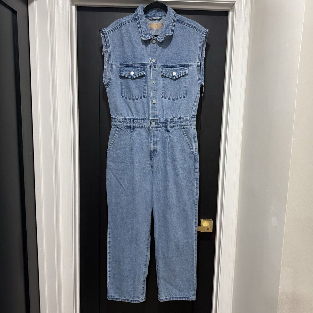 Blank NYC Blue Denim Sleeveless Jumpsuit Women Size Medium